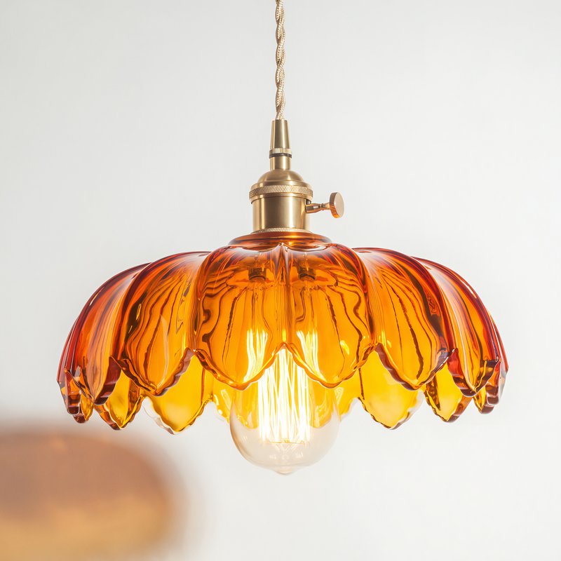 Plafonnier art déco orange en verre