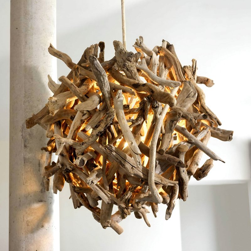 Plafonnier en bois flotté
