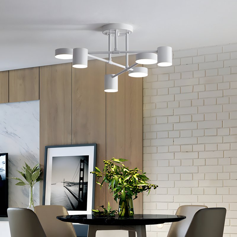 Plafonnier design blanc en métal avec plusieurs spots