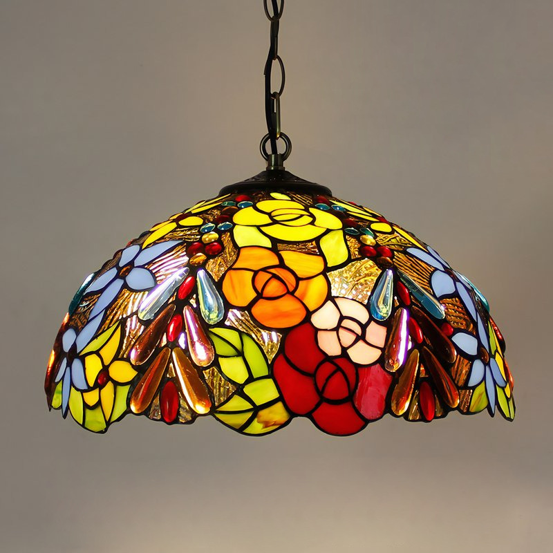 Plafonnier style tiffany coloré et art déco