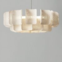 Lustre plafonnier acrylique blanc crème style Wabi-sabi ZENTO