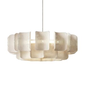 Lustre plafonnier acrylique blanc crème style Wabi-sabi ZENTO