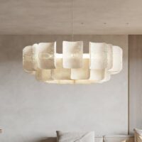 Lustre plafonnier acrylique blanc crème style Wabi-sabi ZENTO