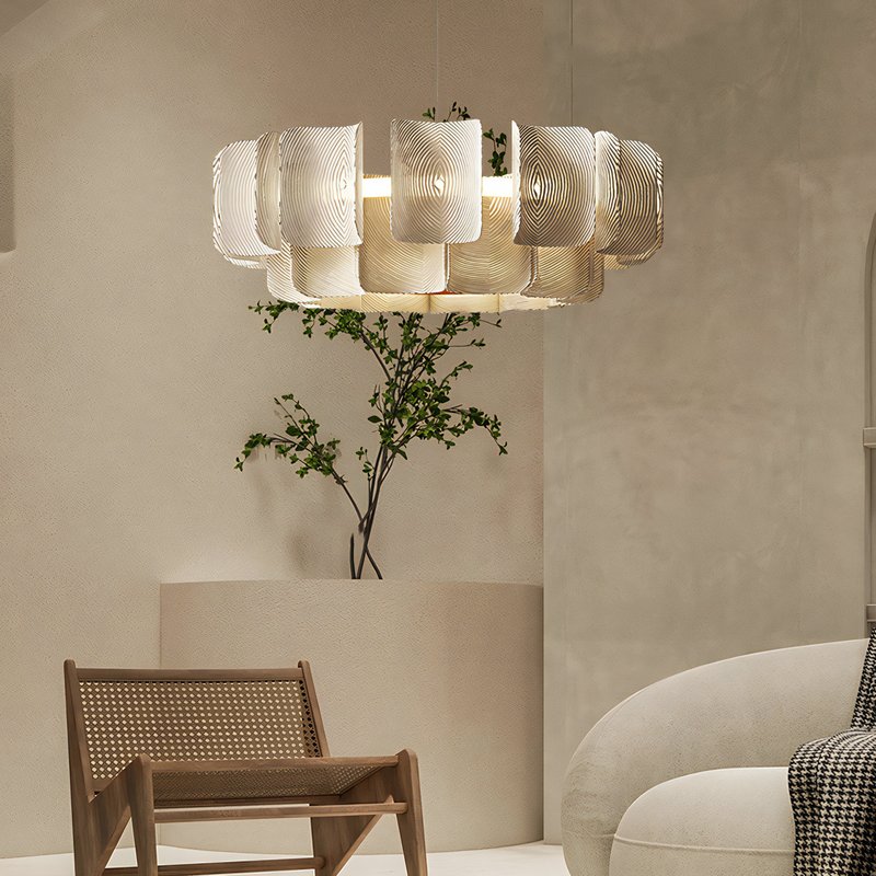 Lustre plafonnier acrylique blanc crème style Wabi-sabi ZENTO