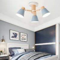 Plafonnier 3 spots scandinave en bois et métal