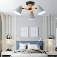Plafonnier 3 spots scandinave en bois et métal