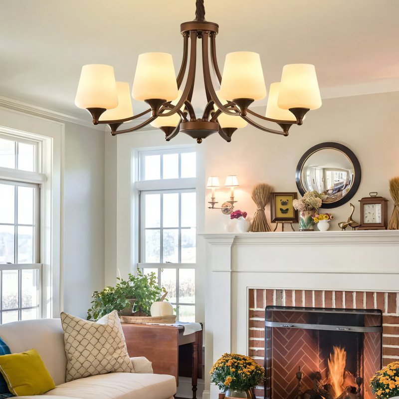 Plafonnier américain vintage et art déco 8 spots CAMILE