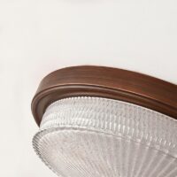 Plafonnier art déco circulaire en verre et aspect bois VINTI