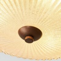 Plafonnier art déco circulaire en verre et aspect bois VINTI