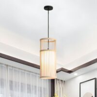 Plafonnier bambou suspendu colonne style japonais WAKI