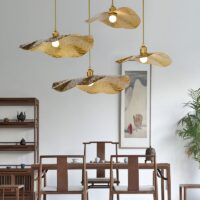 Plafonnier cuivre suspendu design de feuille KABIS