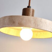 Plafonnier design effet travertin rond ROYAL