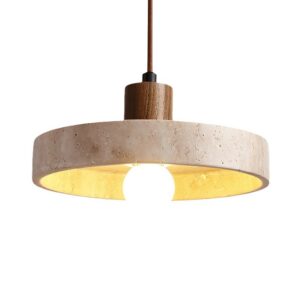 Plafonnier design effet travertin rond ROYAL