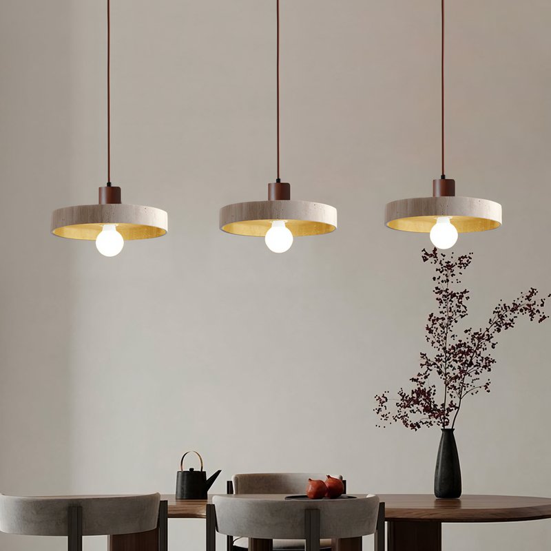 Plafonnier design effet travertin rond ROYAL