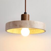 Plafonnier design effet travertin rond ROYAL