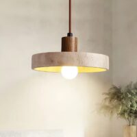 Plafonnier design effet travertin rond ROYAL