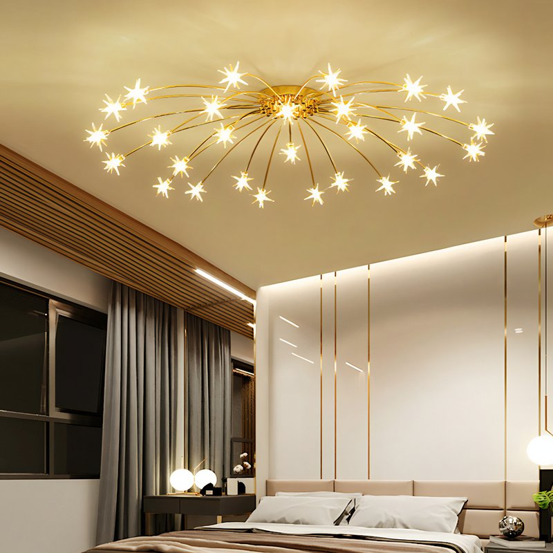 Plafonnier étoile dorée lumineuse pour chambre STARIS