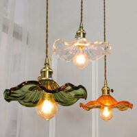 Plafonnier fleur art déco suspendu vintage ISALYS