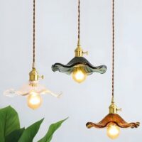 Plafonnier fleur art déco suspendu vintage ISALYS