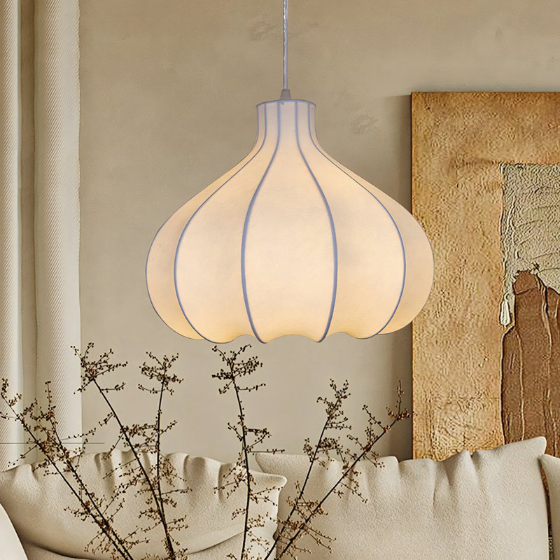 Plafonnier japonais wabi-sabi oignon en tissu de soie KOBU