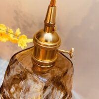 Plafonnier laiton et verre suspendu vintage LYRA