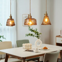 Plafonnier laiton et verre suspendu vintage LYRA