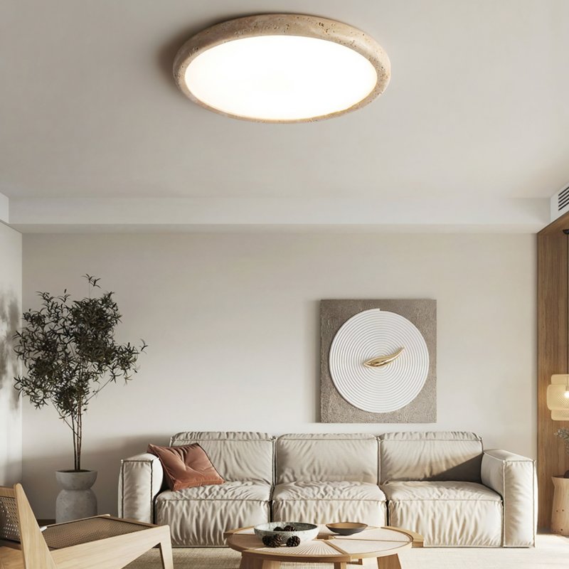 Plafonnier led plat effet travertin style japonaise KIOTO
