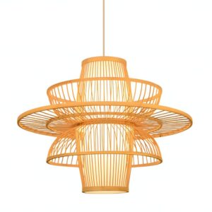 Plafonnier naturel en bambou au design abstrait VASA