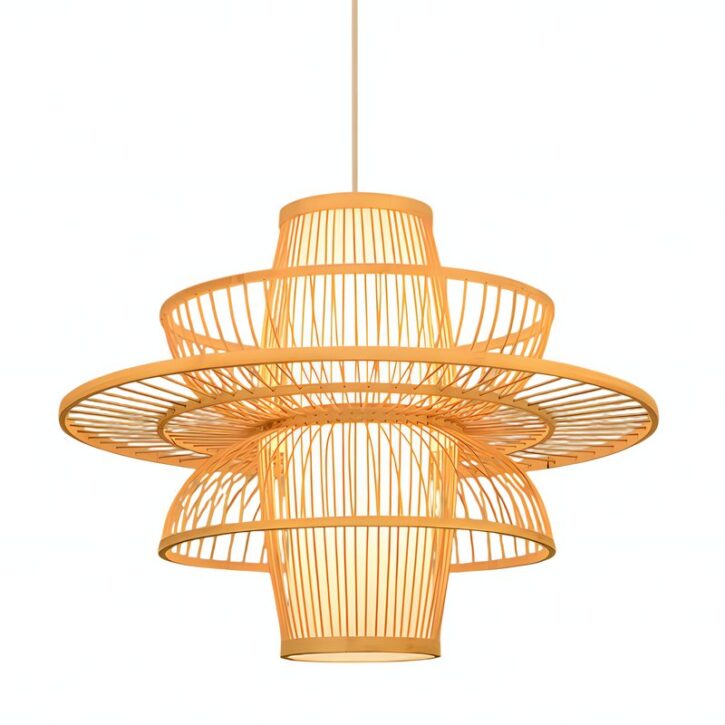 Plafonnier naturel en bambou au design abstrait VASA