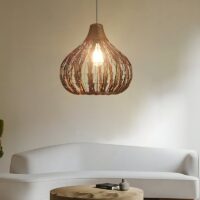 Plafonnier osier poire arrondie suspendu naturel OSARI