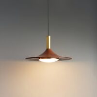 Plafonnier pour restaurant effet bois et doré style nordique ATLAS
