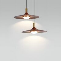 Plafonnier pour restaurant effet bois et doré style nordique ATLAS
