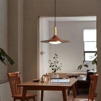 Plafonnier pour restaurant effet bois et doré style nordique ATLAS
