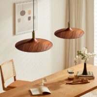 Plafonnier pour restaurant effet bois et doré style nordique ATLAS