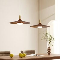 Plafonnier pour restaurant effet bois et doré style nordique ATLAS