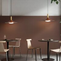 Plafonnier pour restaurant effet bois et doré style nordique ATLAS