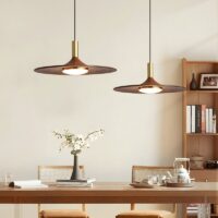Plafonnier pour restaurant effet bois et doré style nordique ATLAS