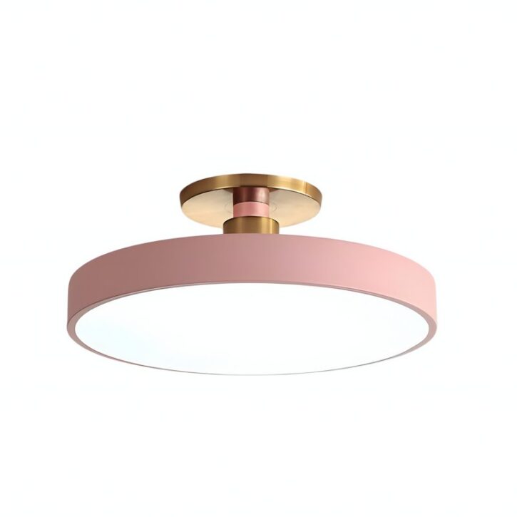 PLafonnier rose rond et plat minimaliste LUDI