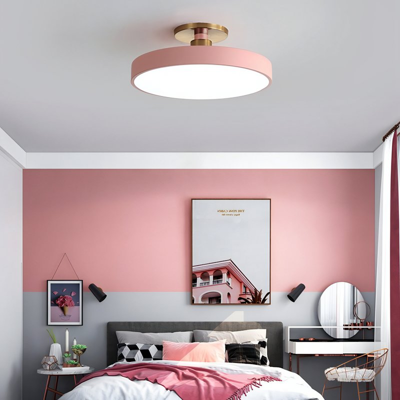 PLafonnier rose rond et plat minimaliste LUDI