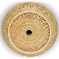 Plafonnier rotin circulaire naturel et bohème WOODY