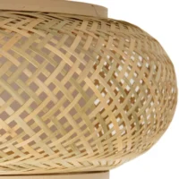 Plafonnier rotin circulaire naturel et bohème WOODY