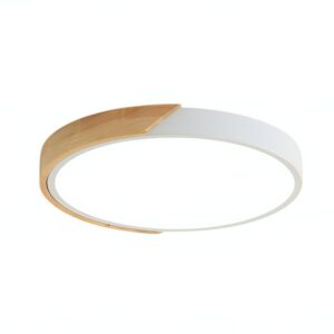 Plafonnier salle de bain blanc et bois rond SIMPLE 1