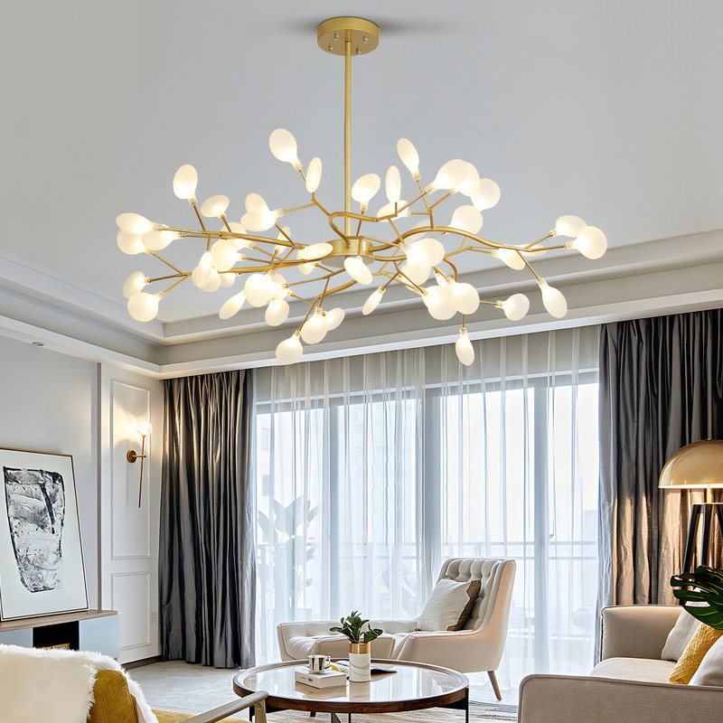 Plafonnier salon branches dorées led ARBOL