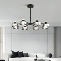 Plafonnier séjour en métal et verre design industriel
