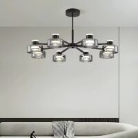 Plafonnier séjour en métal et verre design industriel