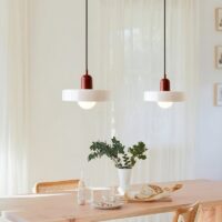 Plafonnier suspendu en verre design minimaliste blanche MINEA