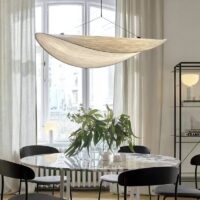 Plafonnier tissu de soie Wani-sabi toile YOTO