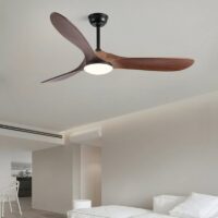 Plafonnier ventilateur en bois foncé EOLE