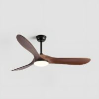 Plafonnier ventilateur en bois foncé EOLE