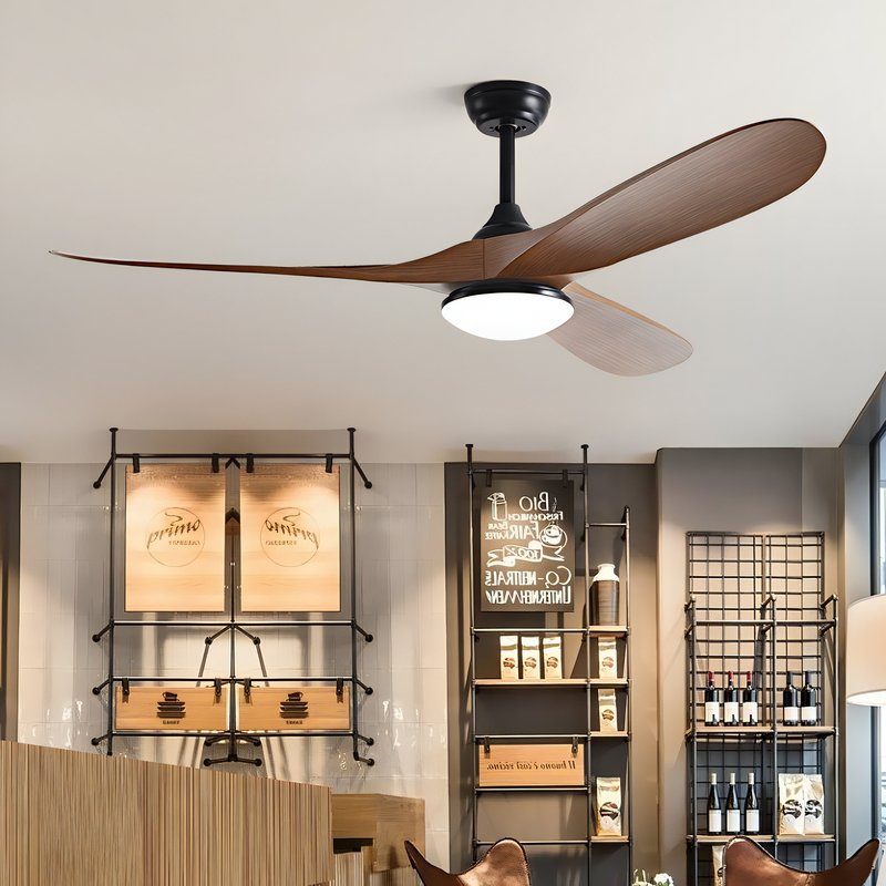 Plafonnier ventilateur en bois foncé EOLE